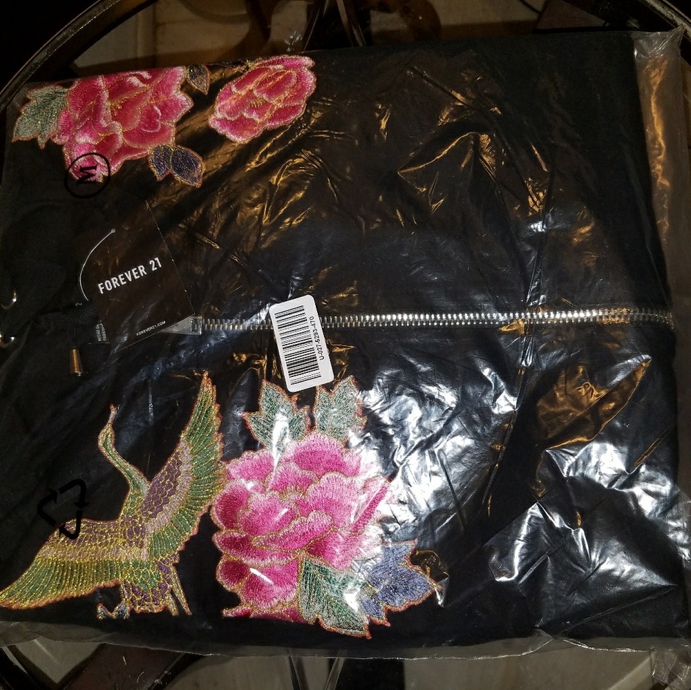 Forever21 floral embroidered hoodie